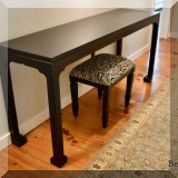 F26. Asian inspired console table 30”h x 66”w x 18”d 